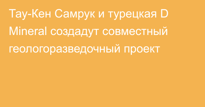 Тау-Кен Самрук и турецкая D Mineral создадут совместный геологоразведочный проект