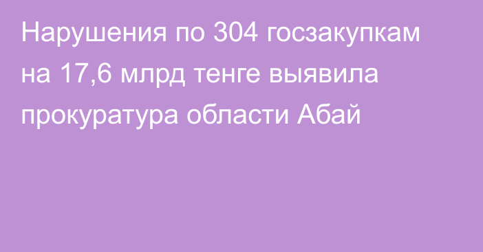 Нарушения по 304 госзакупкам на 17,6 млрд тенге выявила прокуратура области Абай