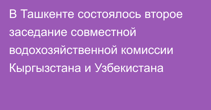 В Ташкенте состоялось второе заседание совместной водохозяйственной комиссии Кыргызстана и Узбекистана