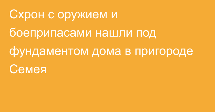 Схрон с оружием и боеприпасами нашли под фундаментом дома в пригороде Семея