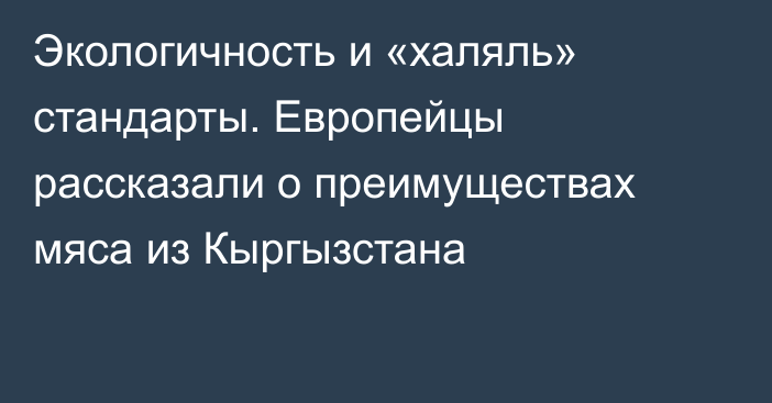 Экологичность и «халяль» стандарты. Европейцы рассказали о преимуществах мяса из Кыргызстана