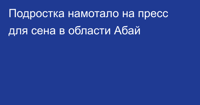 Подростка намотало на пресс для сена в области Абай