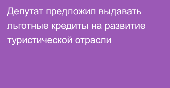 Депутат предложил выдавать льготные кредиты на развитие туристической отрасли