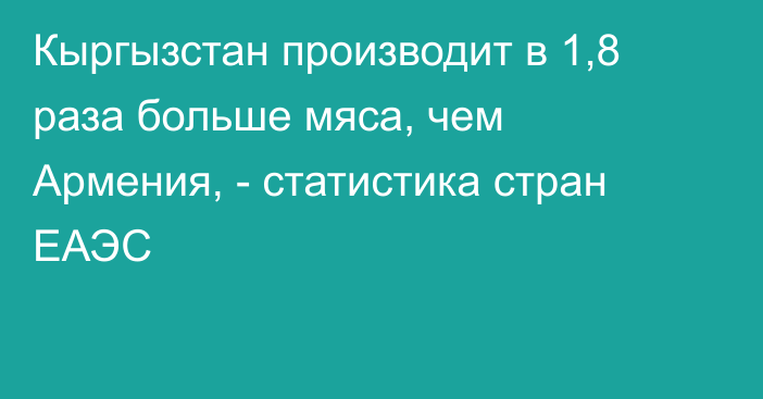 Кыргызстан производит в 1,8 раза больше мяса, чем Армения, - статистика стран ЕАЭС