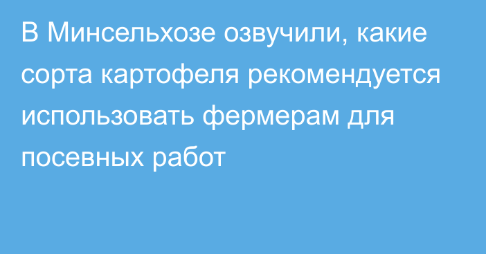 В Минсельхозе озвучили, какие сорта картофеля рекомендуется использовать фермерам для посевных работ