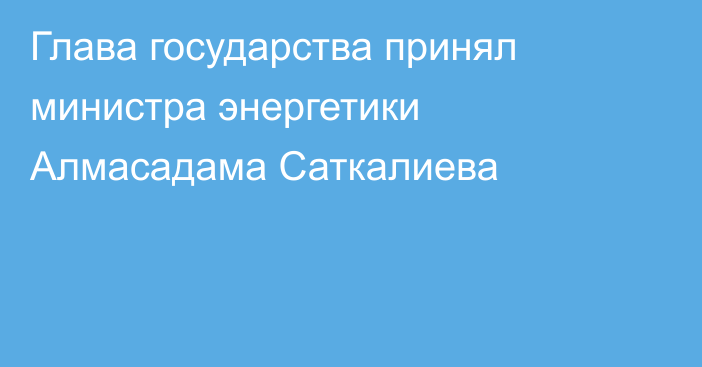 Глава государства принял министра энергетики Алмасадама Саткалиева