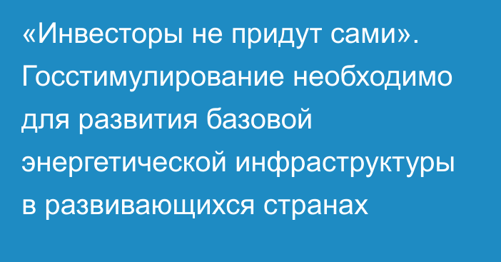 «Инвесторы не придут сами». Госстимулирование необходимо для развития базовой энергетической инфраструктуры в развивающихся странах