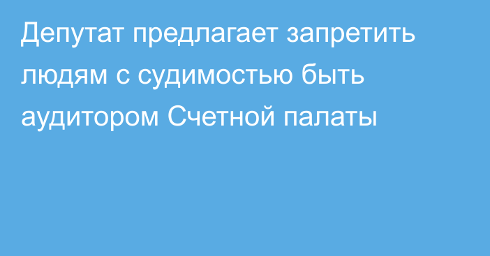 Депутат предлагает запретить людям с судимостью быть аудитором Счетной палаты