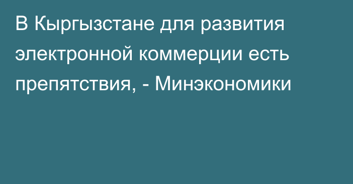 В Кыргызстане для развития электронной коммерции есть препятствия, -  Минэкономики