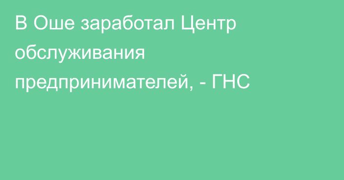 В Оше заработал Центр обслуживания предпринимателей, - ГНС