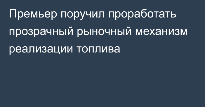 Премьер поручил проработать прозрачный рыночный механизм реализации топлива