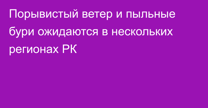 Порывистый ветер и пыльные бури ожидаются в нескольких регионах РК