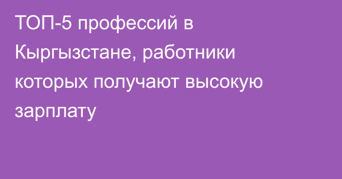 ТОП-5 профессий в Кыргызстане, работники которых получают высокую зарплату