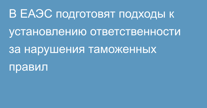 В ЕАЭС подготовят подходы к установлению ответственности за нарушения таможенных правил