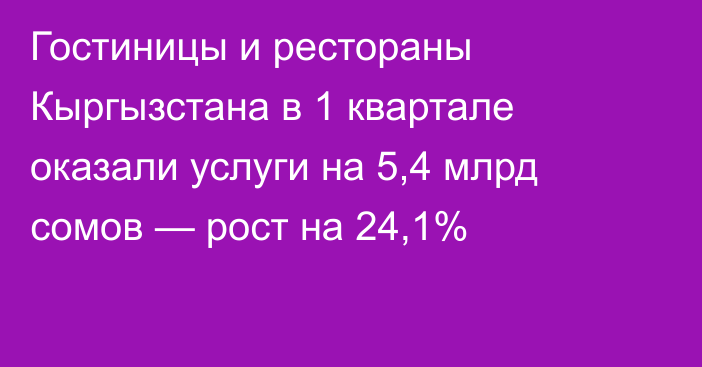 Гостиницы и рестораны Кыргызстана в 1 квартале оказали услуги на 5,4 млрд сомов — рост на 24,1%