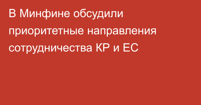 В Минфине обсудили приоритетные направления сотрудничества КР и ЕС