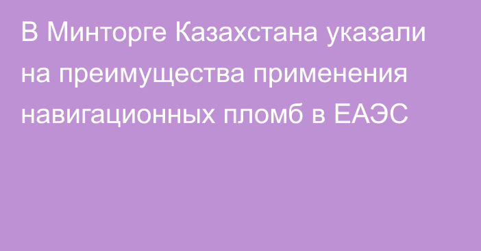 В Минторге Казахстана указали на преимущества применения навигационных пломб в ЕАЭС