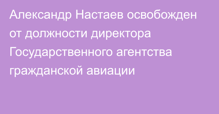 Александр Настаев освобожден от должности директора Государственного агентства гражданской авиации