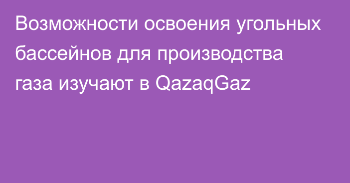 Возможности освоения угольных бассейнов для производства газа изучают в QazaqGaz