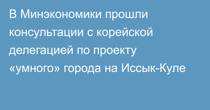 В Минэкономики прошли консультации с корейской делегацией по проекту «умного» города на Иссык-Куле