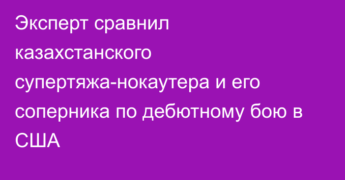 Эксперт сравнил казахстанского супертяжа-нокаутера и его соперника по дебютному бою в США