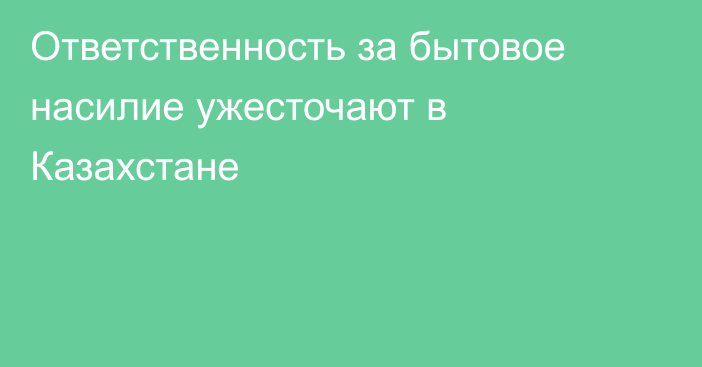 Ответственность за бытовое насилие ужесточают в Казахстане