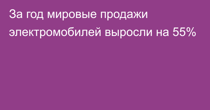 За год мировые продажи электромобилей выросли на 55%