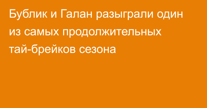 Бублик и Галан разыграли один из самых продолжительных тай-брейков сезона