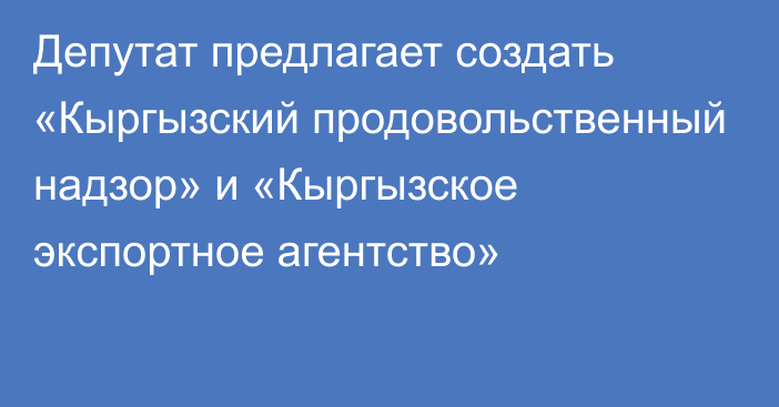 Депутат предлагает создать «Кыргызский продовольственный надзор» и «Кыргызское экспортное агентство»