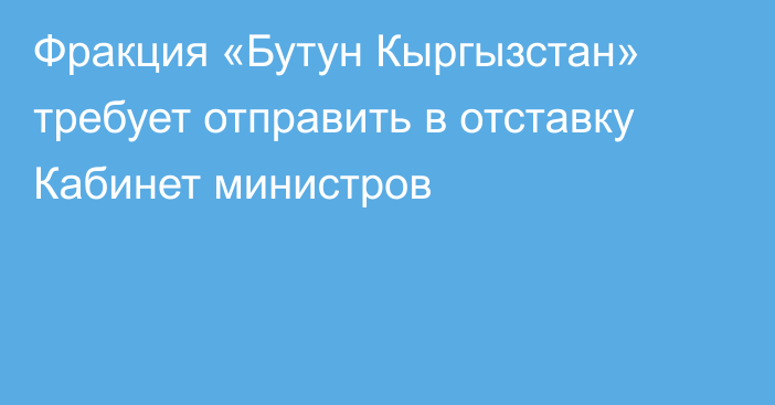 Фракция «Бутун Кыргызстан» требует отправить в отставку Кабинет министров