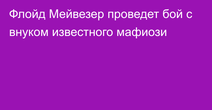 Флойд Мейвезер проведет бой с внуком известного мафиози