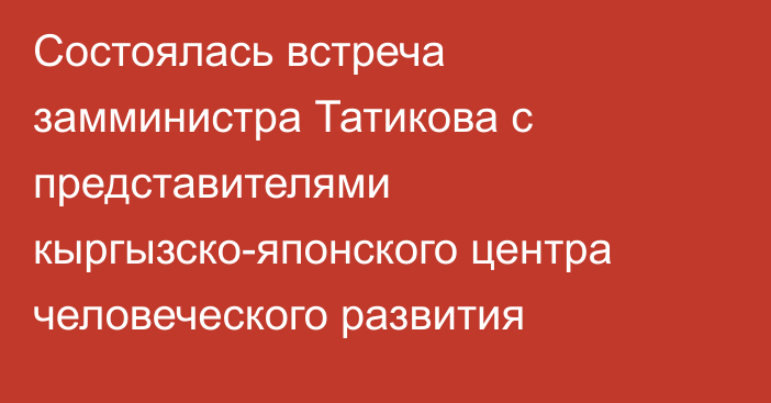 Состоялась встреча замминистра Татикова с представителями кыргызско-японского центра человеческого развития