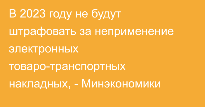 В 2023 году не будут штрафовать за неприменение электронных товаро-транспортных накладных, - Минэкономики