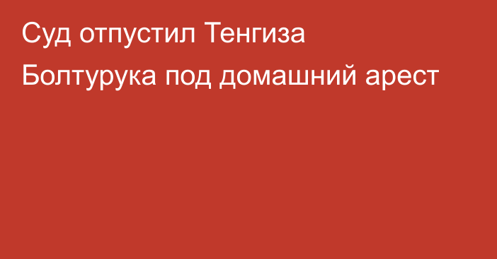 Суд отпустил Тенгиза Болтурука под домашний арест