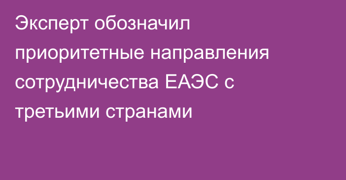 Эксперт обозначил приоритетные направления сотрудничества ЕАЭС с третьими странами