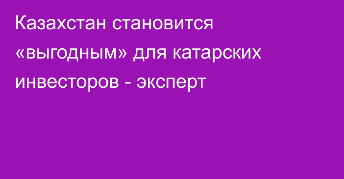 Казахстан становится «выгодным» для катарских инвесторов - эксперт