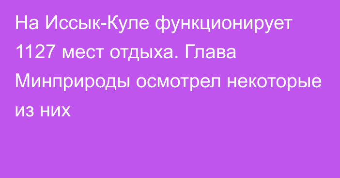 На Иссык-Куле функционирует 1127 мест отдыха. Глава Минприроды осмотрел некоторые из них