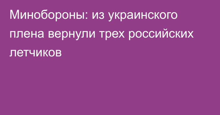 Минобороны: из украинского плена вернули трех российских летчиков