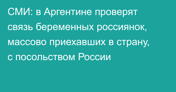 СМИ: в Аргентине проверят связь 
беременных россиянок, массово приехавших в страну, с посольством России