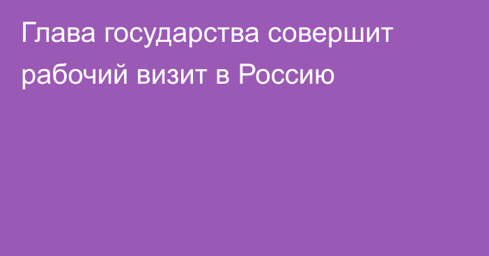 Глава государства совершит рабочий визит в Россию