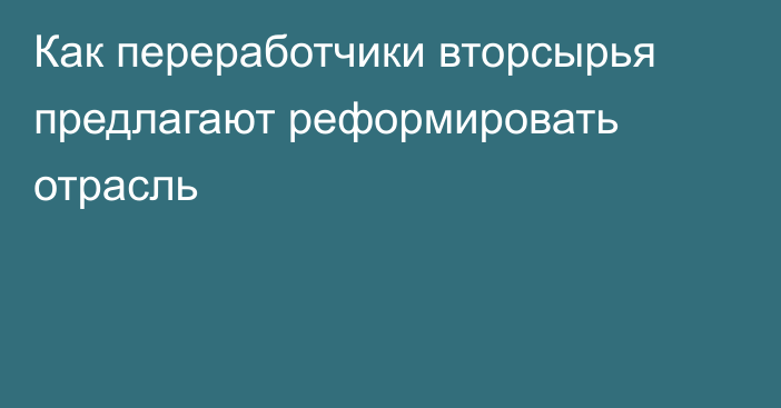 Как переработчики вторсырья предлагают реформировать отрасль