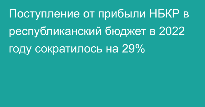 Поступление от прибыли НБКР в республиканский бюджет в 2022 году сократилось на 29%