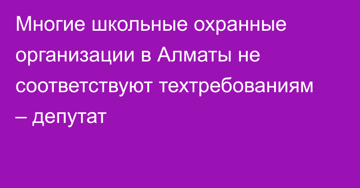 Многие школьные охранные организации в Алматы не соответствуют техтребованиям – депутат