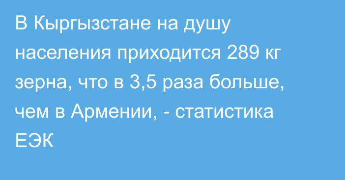 В Кыргызстане на душу населения приходится 289 кг зерна, что в 3,5 раза больше, чем в Армении, - статистика ЕЭК