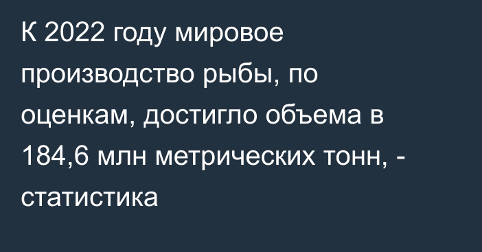 К 2022 году мировое производство рыбы, по оценкам, достигло объема в 184,6 млн метрических тонн, - статистика