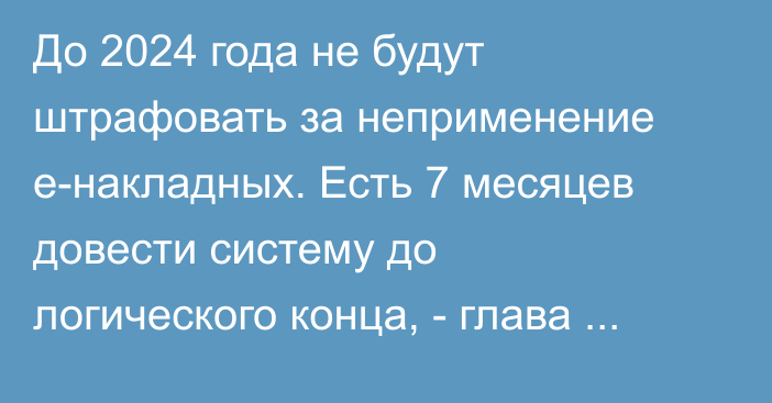 До 2024 года не будут штрафовать за неприменение е-накладных. Есть 7 месяцев довести систему до логического конца, - глава ПНК Т.Ким