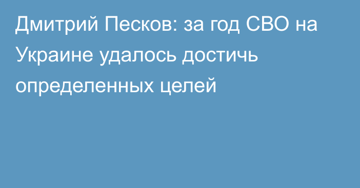 Дмитрий Песков: за год СВО на Украине удалось достичь определенных целей