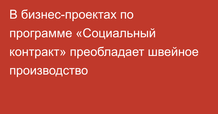 В бизнес-проектах по программе «Социальный контракт» преобладает швейное производство