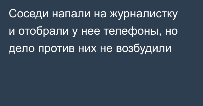 Соседи напали на журналистку и отобрали у нее телефоны, но дело против них не возбудили