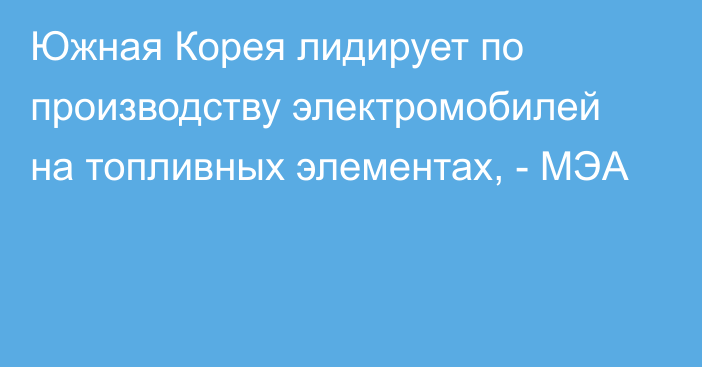 Южная Корея лидирует по производству электромобилей на топливных элементах, - МЭА